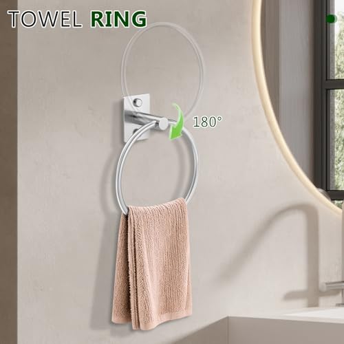 5 Pieces Bathroom Hardware Accessories Set Brushed Nickel Towel Bar Set Stainless Steel Towel Racks for Bathroom,Wall-Mounted 23.6 inch - color: Brushed Nickel