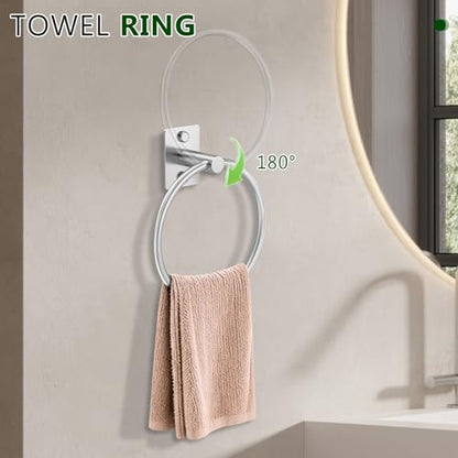 5 Pieces Bathroom Hardware Accessories Set Brushed Nickel Towel Bar Set Stainless Steel Towel Racks for Bathroom,Wall-Mounted 23.6 inch - color: Brushed Nickel