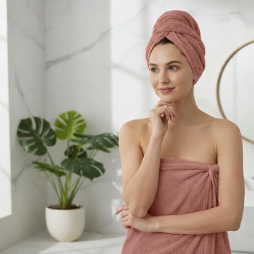 8 Piece Bath Towels for Bathroom - 100% Cotton, Soft Absorbent Bathroom Towels Set - 2 Extra Large Bath Towels, 2 Hand Towels & 4 Washcloths - Hotel Spa Thick Plush Towel, Rose Tan - color: Rose Tan (Pack of 8)