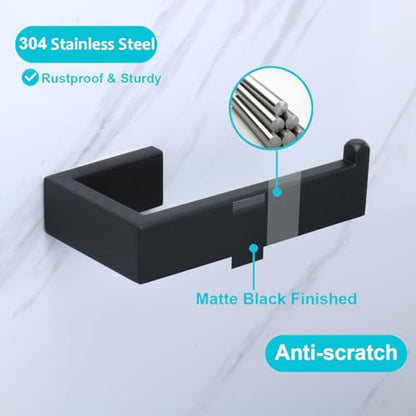 TocTen Toilet Paper Holder-Bathroom Tissue Holder Fit Big Roll Paper, Toilet Paper Roll Holder Wall Mounted Made of Thicken 304 Stainless Steel, Suitable for Bathroom, Kitchen, Office (5.9 in, Black) - color: Matte Black-square