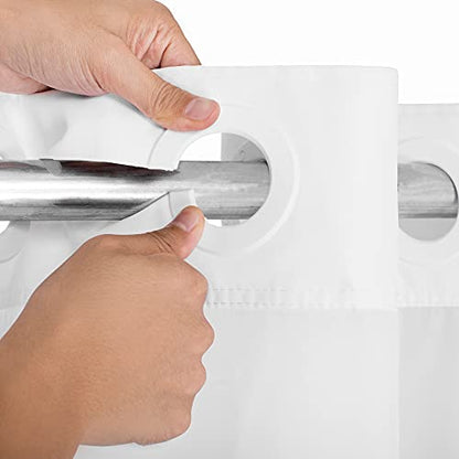 River Dream Modern Hotel Grade No Hooks Needed Shower Curtain with Snap in Liner White Standard-71 x 74"