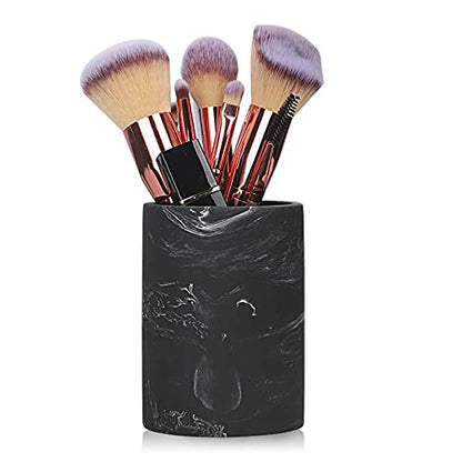 Toothbrush Holder for Bathroom Marble Look, Electric Toothbrush and Toothpaste Holder, Organizer Makeup Brush and Razor, Black Marble Look Toothbrush Cup - color: 3. Round Black Marble