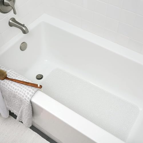Duck Brand Softex Bath Mat for Tubs, Machine Washable, 17 x 36 Inches, White, Skid Resistant (393477)
