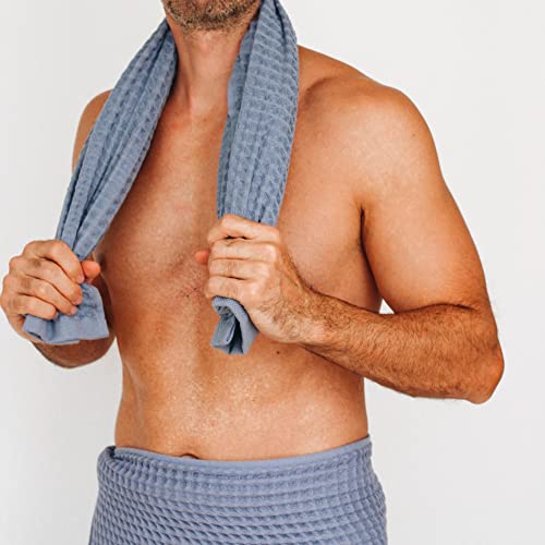 Waffle Hand Towel – 100% Turkish Cotton, Quick-Dry, Soft and Absorbent Bathroom Towel (Denim) - color: Denim, size: Hand Towel (1 Piece)