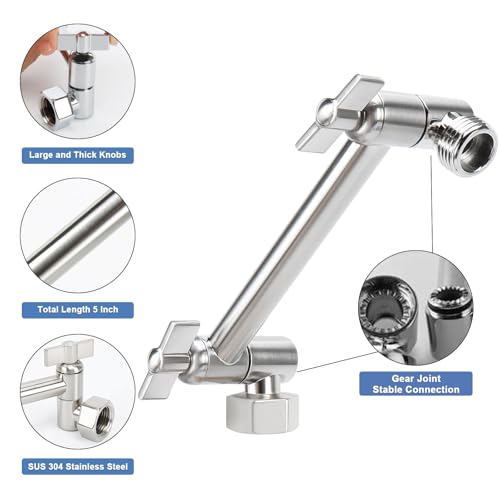 NearMoon Adjustable Shower Arm Universal Connection, Extension Arm, Adjust Angle to Upgrade Shower Experience, Easy to Install, Anti-leak (5 Inch, Brushed Nickel) - color: Brushed Nickel, style: 5 Inch Adjustale