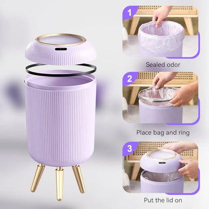 Bathroom Trash Can Automatic Touchless,3 Gallon Purple Gabage can | Motion Sensor Trash Can with Lid and legs,Smart Diaper Garbage Bin,Auto Small WasteBasket for Bedroom,Office,Restroom,Laundry - color: Purple