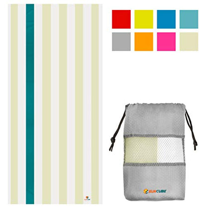 SUN CUBE Microfiber Beach Towel, Quick Dry, Beige Cream, 78x35 Inch | Quick Dry and Free Microfiber Towel, Lightweight Packable Swim Towel for Beach, Pool, Camping, Cruise, Travel - color: Beige, size: 78.00" x 35.00"