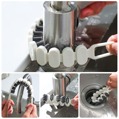 Cabilock 4PCS Flexible Scrub Brush for Cleaning Bathroom and Kitchen Bendable Crevice Cleaning Tool for Grout, Sink, and Corner Multi-Functional Household Scrubber for Narrow Spaces