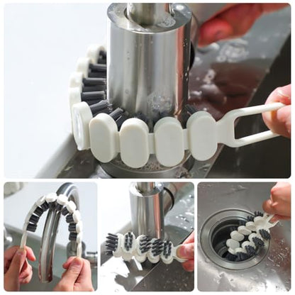 Cabilock 4PCS Flexible Scrub Brush for Cleaning Bathroom and Kitchen Bendable Crevice Cleaning Tool for Grout, Sink, and Corner Multi-Functional Household Scrubber for Narrow Spaces