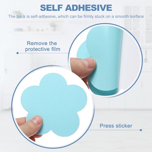 PATIKIL 12 Pcs Non Slip Bathtub Stickers, Anti Slip Shower Stickers with Scraper Bathroom Shower Floor Decals Flower Shape Cute Treads Tubs, Blue - color: Blue