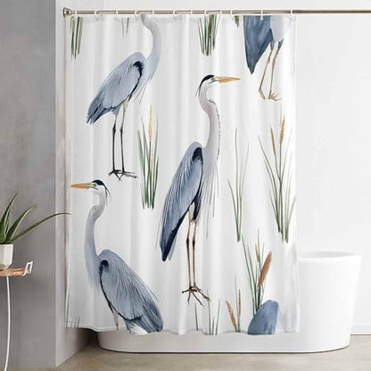 Teamery Shower Curtain, 72 x 72 Inches Shower Curtain Liner, Birds Heron in The Water Shower Curtains for Bathroom, Shower Stall & Bathtubs, Waterproof Polyester Fabric Shower Curtain Set - color: Birds Heron in the Watertmy6696, size: 72"W x 72"L (Pack o