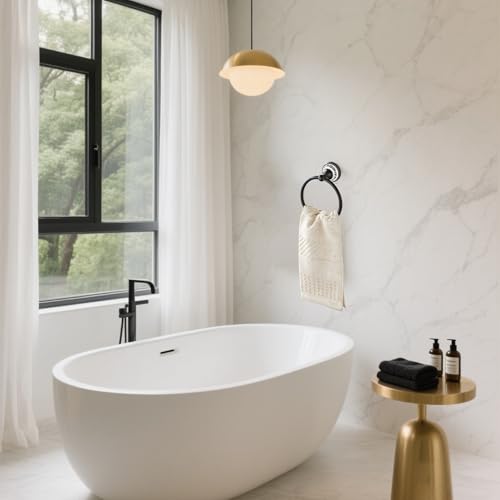 Black Towel Ring Zinc Alloy Bathroom Kitchen Hand Ring Wall Mounted Bathroom Kitchen Towel Rack Heavy Duty Towel Hanger for Bath YIGUANXIN - color: Black, size: Towel Ring