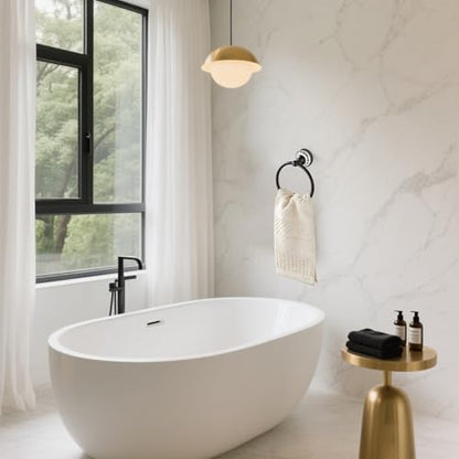 Black Towel Ring Zinc Alloy Bathroom Kitchen Hand Ring Wall Mounted Bathroom Kitchen Towel Rack Heavy Duty Towel Hanger for Bath YIGUANXIN - color: Black, size: Towel Ring