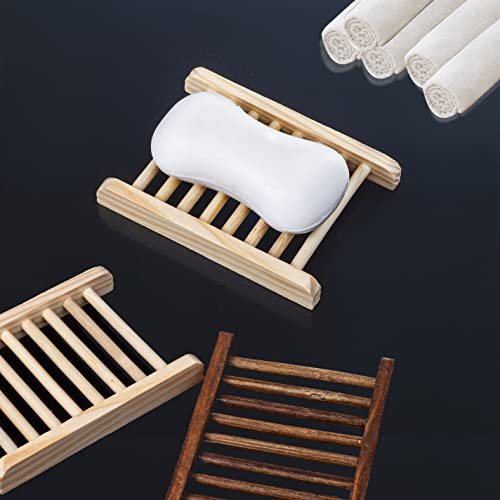 Ru S 10 Piece Home Bamboo Wood Soap Holder, Bathroom Wooden Soap Case, Hand Craft Bathtub Shower Dish Accessories (Charcoal and Wooden) - color: Charcoal and Wooden-10 Pcs