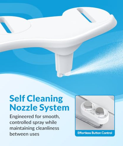 CLEAR REAR Bidet Attachment for Toilet Seat - Non-Electric with Self Cleaning Dual Nozzles, Leak Proof Connectors, Adjustable Water Spray, Rear & Feminine Wash - Hygienic Bathroom Upgrades - color: C. White