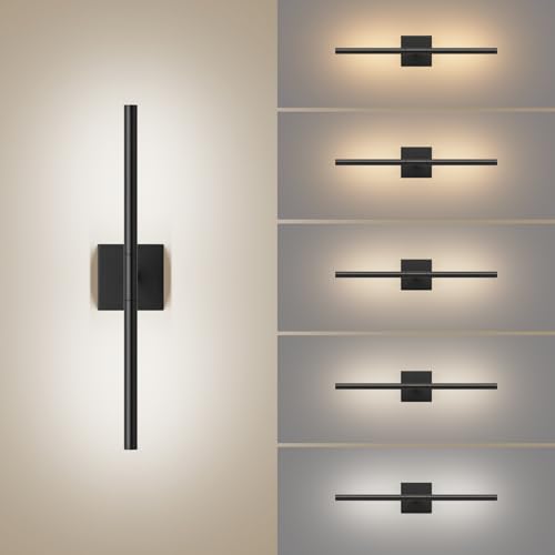 Tipace Hardwired Black Vanity Light Fixtures for Bathroom - 23.6 inch 360° Rotatable Modern Bathroom Light Fixture Over Mirror 5CCT LED Wall Sconce Lighting Fixture LED Vanity Lights Bar - size: 23.6 IN-5CCT