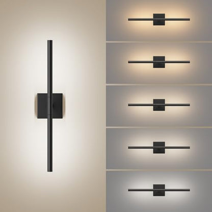 Tipace Hardwired Black Vanity Light Fixtures for Bathroom - 23.6 inch 360° Rotatable Modern Bathroom Light Fixture Over Mirror 5CCT LED Wall Sconce Lighting Fixture LED Vanity Lights Bar - size: 23.6 IN-5CCT