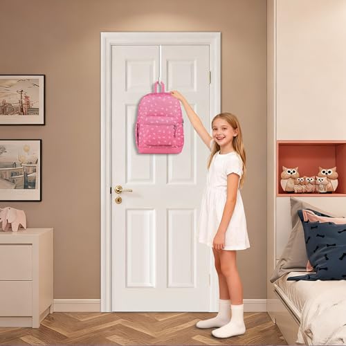 Single Long Over Door Steel Hooks 4 Pack Fit 1-3/8" Door 10" White | Plastic Coated Rubber Feel Towel Rack Robe Coat Shoe Wreath Hanger No Damage No Scratch for Bathroom Heavy Duty Thin Top