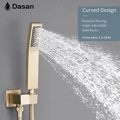 DASAN Tub Shower Faucets Sets Complete Brushed Gold Bathtub Shower System with Tub Spout, Bathtub Faucet Set Tub and Shower Faucet Combo Trim Kit with Rough-in Valve, DA-SS03BG-S10W - color: Brushed Gold