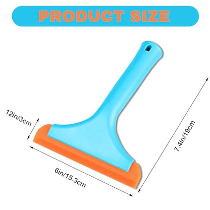 Small Silicone Window Squeegee, Auto Windshield Water Blade Scraper, Multifunctional Auto Squeegee with 5.9 Inch Blade and Non-Slip Handle for Car Window, Home Cleaning (Blue, 1PCS) - color: Blue