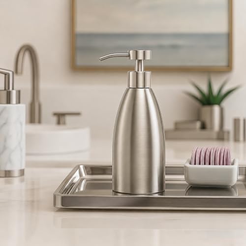 500ml Stainless Steel Foam Soap Dispenser, 17oz Refillable Brushed Nickel Hand Soap Pump Bottle for Bathroom Kitchen Sink, Rustproof Foaming Soap Dispenser for Dish Soap, Hand Wash & Lotion