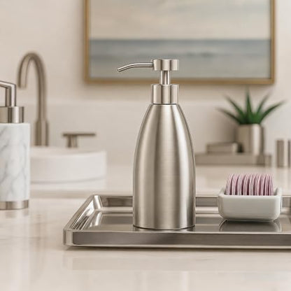 500ml Stainless Steel Foam Soap Dispenser, 17oz Refillable Brushed Nickel Hand Soap Pump Bottle for Bathroom Kitchen Sink, Rustproof Foaming Soap Dispenser for Dish Soap, Hand Wash & Lotion