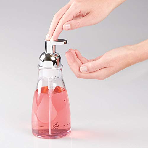 iDesign BPA-Free Plastic Refillable Foaming Soap Dispenser - 3.12" x 3.12" x 7.45", Clear/Chrome - color: Clear/Chrome, style: Pack of 1