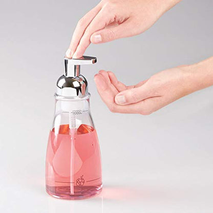 iDesign BPA-Free Plastic Refillable Foaming Soap Dispenser - 3.12" x 3.12" x 7.45", Clear/Chrome - color: Clear/Chrome, style: Pack of 1