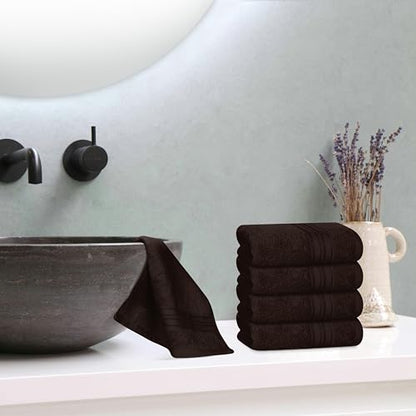 BOUTIQUO Ultra Soft Cotton Washcloths, Contains 12 Piece Face Cloths 12x12 inch, Ideal for Everyday use Face Towels, Compact & Lightweight Multi Purpose Washcloths - Chocolate Brown - color: Chocolate Brown, size: Washcloths - Set of 12