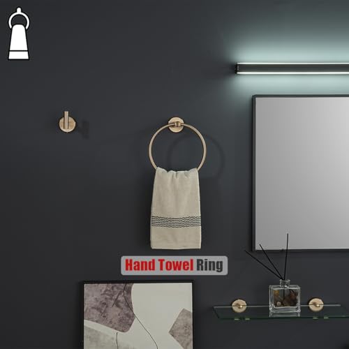 JQK Towel Ring Champagne Bronze, 304 Stainless Steel Hand Towel Holder for Bathroom Wall Mount, TR130-CB - color: Champagne Bronze