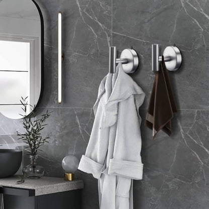 DGYB Large Suction Cup Hooks - Set of 2 Brushed Nickel Towel Hooks for Bathrooms - Stainless Steel Suction Shower Hooks - 15 Lb Removable Wall Hooks for Hanging Heavy Duty - color: Brushed Nickel