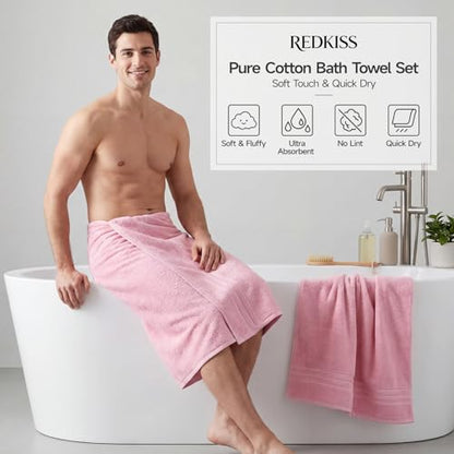 REDKISS Pink Towels Set 6 Piece Cotton Towel Sets with 2 Bath Towels, 2 Hand, 2 Washcloths, 650GSM Hotel Quality, Soft, Highly Absorbent Towels for Bathroom Gym, Ideal Everyday Use - color: Pink