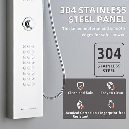 Lengthened Shower Panel Tower System Rainfall Waterfall Shower | Rain Shower Head Handheld High Pressure Rain Massage System(Silver) - color: Silver, style: Upgrade and lengthen