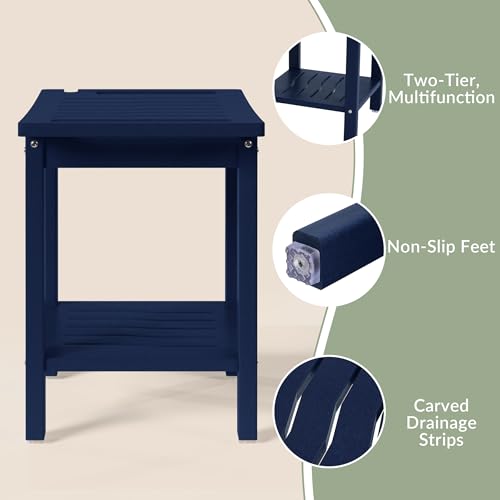 Sage HDPE Poly Plastic Waterproof Bathroom Shower Bench, Navy Blue - color: Navy Blue