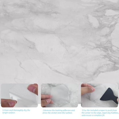 ZUFECY 30 Pack Clear Non-Slip Shower Floor Stickers, Transparent Anti-Slip Pads for Bathtub and Shower, with Scraper Tool
