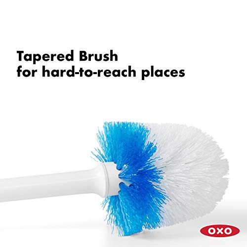 OXO Good Grips Set Toilet Brush & Plunger Combo, White & Good Grips Compact Toilet Brush & Canister