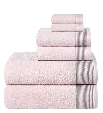 100% Cotton Ultra Soft 6 Pack Towel Set, Contains 2 Bath Towels 28x55 inchs, 2 Hand Towels 16x24 inchs & 2 Washcloths 12x12 inchs, Compact Lightweight & Highly Absorbant - Pink - color: Pink, size: 6 Pack Towel Set