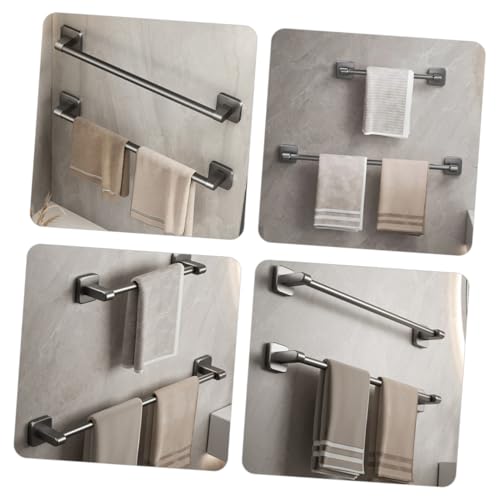 Ipetboom Self-Adhesive Bathroom Towel Bar Wall Mount Rack No Drilling Towel Hanging Rack Bathroom Storage Organizer Gray