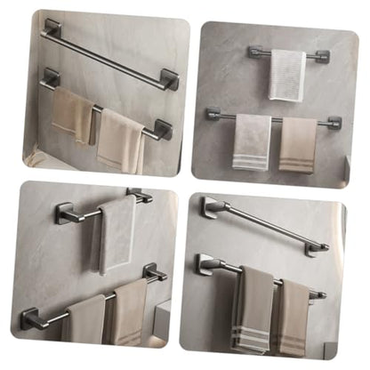 Ipetboom Self-Adhesive Bathroom Towel Bar Wall Mount Rack No Drilling Towel Hanging Rack Bathroom Storage Organizer Gray