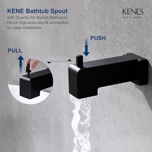 KENES Matte Black Shower Set with Tub Faucet, Square Tub Shower Trim Kit | Shower Faucet with 10-Inch Rain Shower Head, Square Shower System, Valve Included, Lead-Free cUPC & NSF Certified, Stainless - color: Matte Black, style: Tub Shower Faucet Set