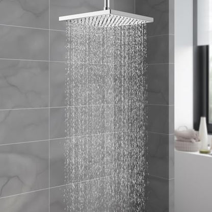 Hibbent cUPC Certified Metal High Pressure 10'' Rain Shower Head, Chrome | Square Large Bathroom Waterfall Thickness Shower Heads, High-flow Fixed Rainfall Showerheads, Adjustable Brass Ball Joint - color: Chrome, style: Square 10''
