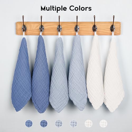 Unnivoll Muslin Burp Cloths Baby 12''X12'', Baby Washcloths 6 Pack, 100% Cotton Baby Wash Cloths Absorbent and Soft for Newborn Infants Kids Boys Girls - Gradient Blue - color: Gradient Blue
