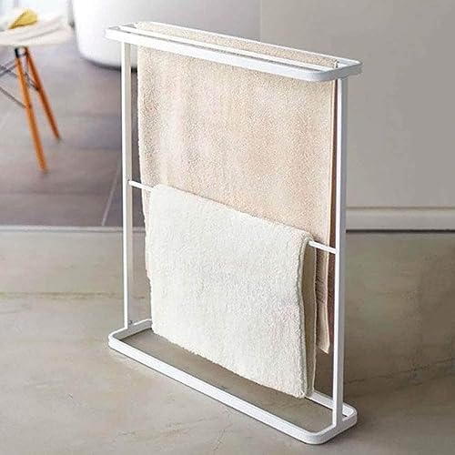 Freestanding Towel Rack with 5 Rails for Small Bathrooms Kitchens and Hotels-White-63x18x76cm - color: White