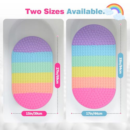 Silicone Push Pop Bath Mat – 33"x17.3" Extra Large Rainbow Bathtub Mat with 391 Suction Cups, CPC Certified Non-Slip Sensory Toy, Calming Stress Relief for Bath Time - color: 33x17.3"--rainbow