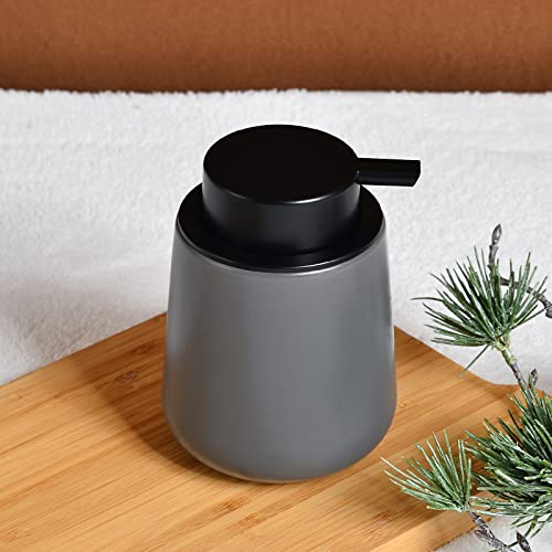 BosilunLife Ceramic Soap Dispenser - Dish Soap Dispenser for Bathroom 12Oz | Refillable Liquid Hand Wash Dispenser for Essential Oil, Lotion Soap, Modern Grey - color: Matte Grey