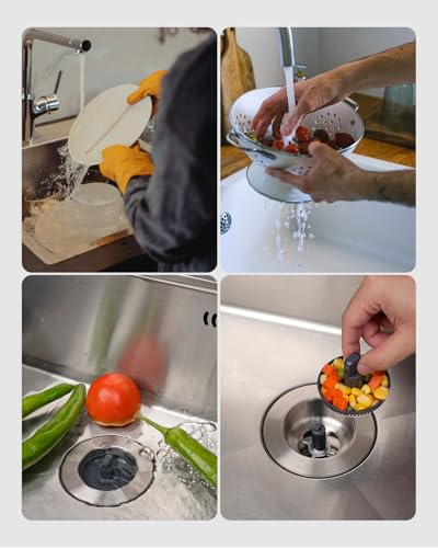 Hibbent Upgraded 3 in 1 Kitchen Sink Drain Strainer and Stopper Combo, Stainless Steel Metal Pop Up Sink Stopper, Anti-Clogging Basket with Foldable Handle for US Standard 3-1/2 Inch Drain - style: Stainless Steel with 1 Strainer