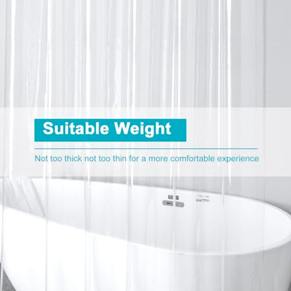 EurCross 96 inch Extra Wide Clear Shower Curtain Liner,Waterproof Heavy Duty PEVA Transparent Shower Liner 96x72 inch with 5 Magnets and 16 Plastic Hooks - color: Clear, size: 96"W x 72"L (Pack of 1)