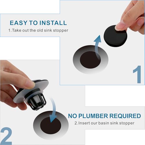 WELSAN Oil Rubbed Bronze Bathroom Sink Drain Stopper 1 1/8"-1 1/2", 2 Pack | Bathroom Sink Stopper Replacement, Universal Pop-Up Drain Stopper Plug Strainer with Hair Catcher, Anti-Clogging Design - color: Oil Rubbed Bronze-2