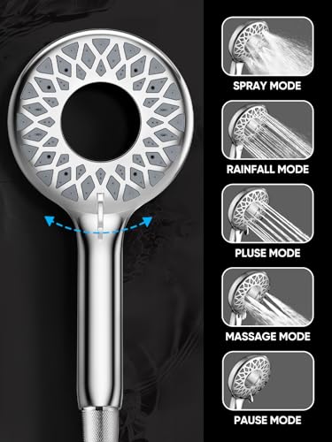 Cobbe® Dual Shower Head with Magnetic Handheld, Chrome | Rain Shower Combo, 2-in-1 Fixed & Detachable, Multiple Spray Modes, Built-in Magnet Dock, 6ft Hose - color: Chrome