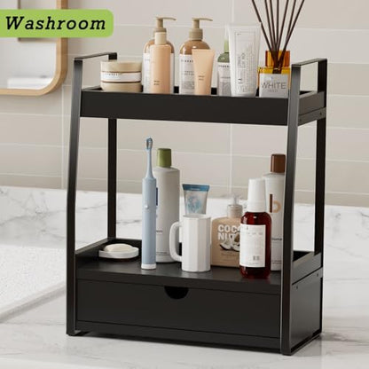 Boulphia 2-Tier Bathroom Organizer Countertop, Bathroom Sink Organizer Countertop, Vanity, Counter Shelf, Black - color: Black